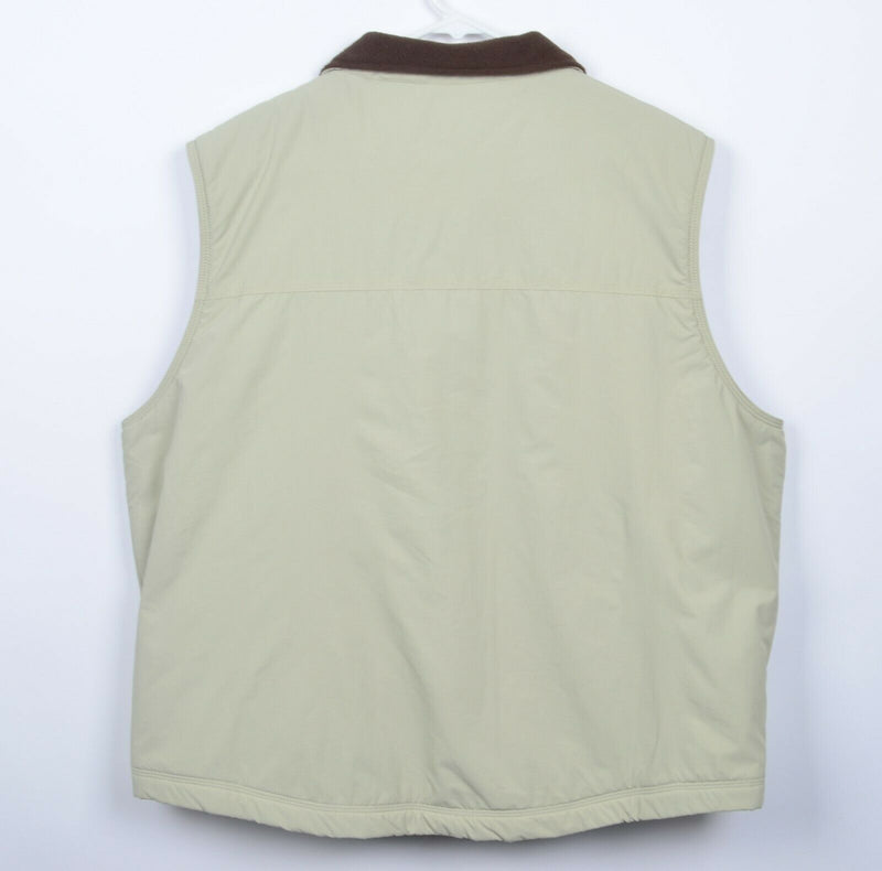 L.L. Bean Men's XL Regular Fleece Lined Solid Beige Full Zip Vest 0BDR4