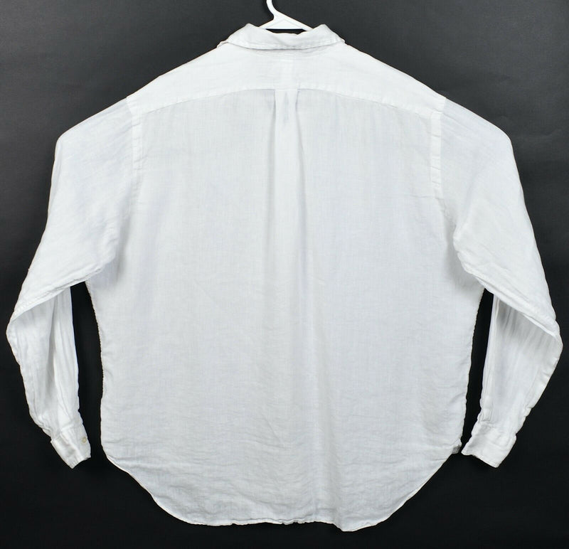 Polo Ralph Lauren Men's XL Classic Fit 100% Linen Solid White Button-Front Shirt