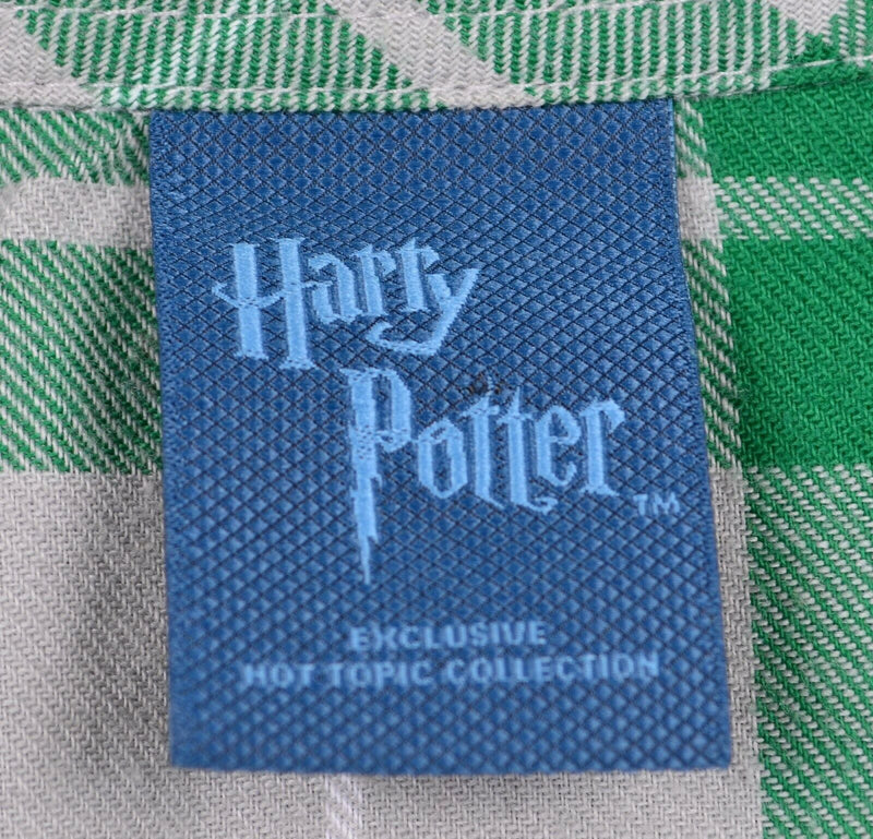 Harry Potter Men's XL Hogwarts Slytherin Green Plaid Hot Topic Flannel Shirt