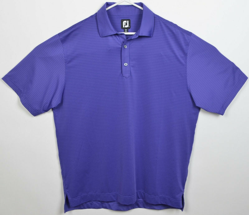 FootJoy Men's Large Purple Striped Wicking FJ Golf Performance Polo Shirt