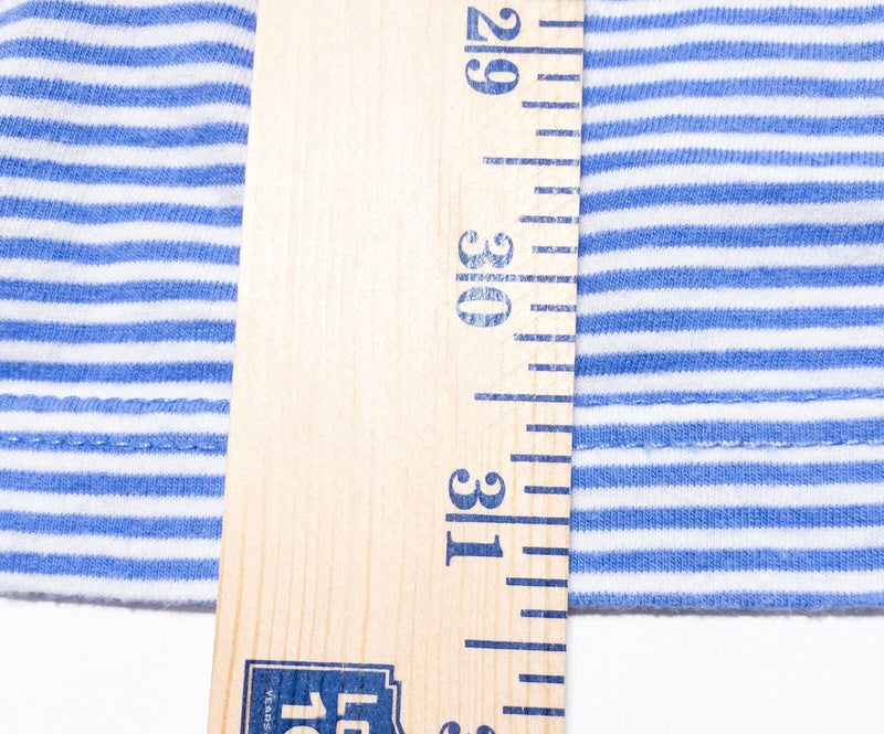 johnnie-O Polo Shirt Men's Large Blue White Striped Pocket Preppy Short Sleeve