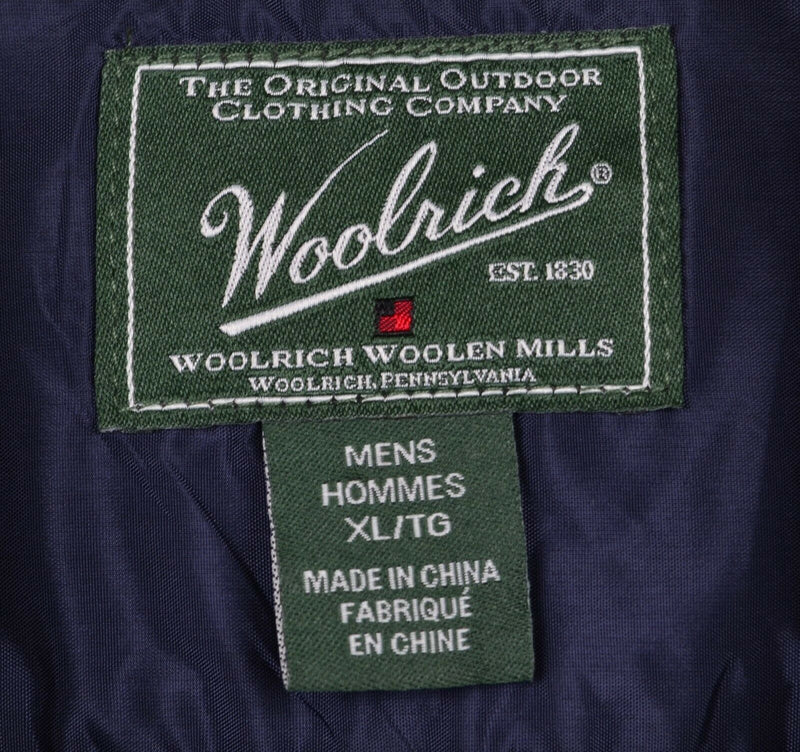 Woolrich Men's XL 100% Wool Navy Blue Black Plaid Flannel Bering Shirt