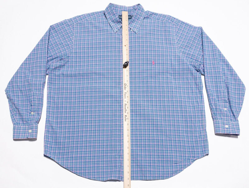 Polo Ralph Lauren Shirt Men 1XB Classic Fit (XL Big) Blue Pink Plaid Button-Down