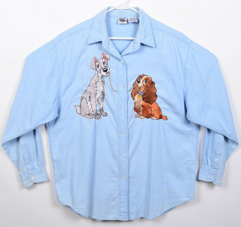 Disney Lady and the Tramp Women's 2XL Embroidered Spaghetti Button-Front Shirt