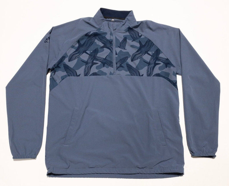 Adidas Golf Jacket Men's Large 1/4 Zip Pullover Blue Bird Floral Graphic