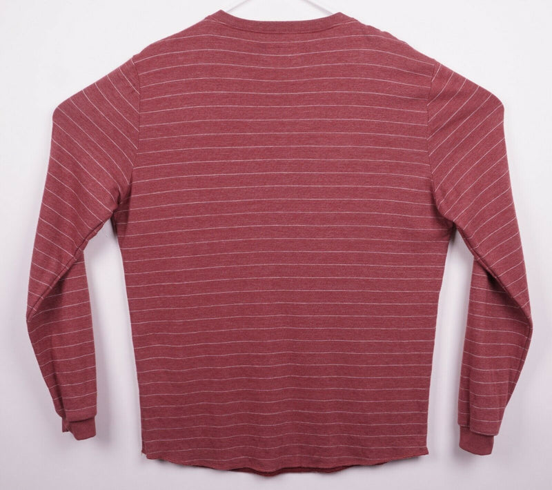 Marine Layer Men's Marge (M/L) Red Striped Henley Collar Rayon Blend Sweatshirt