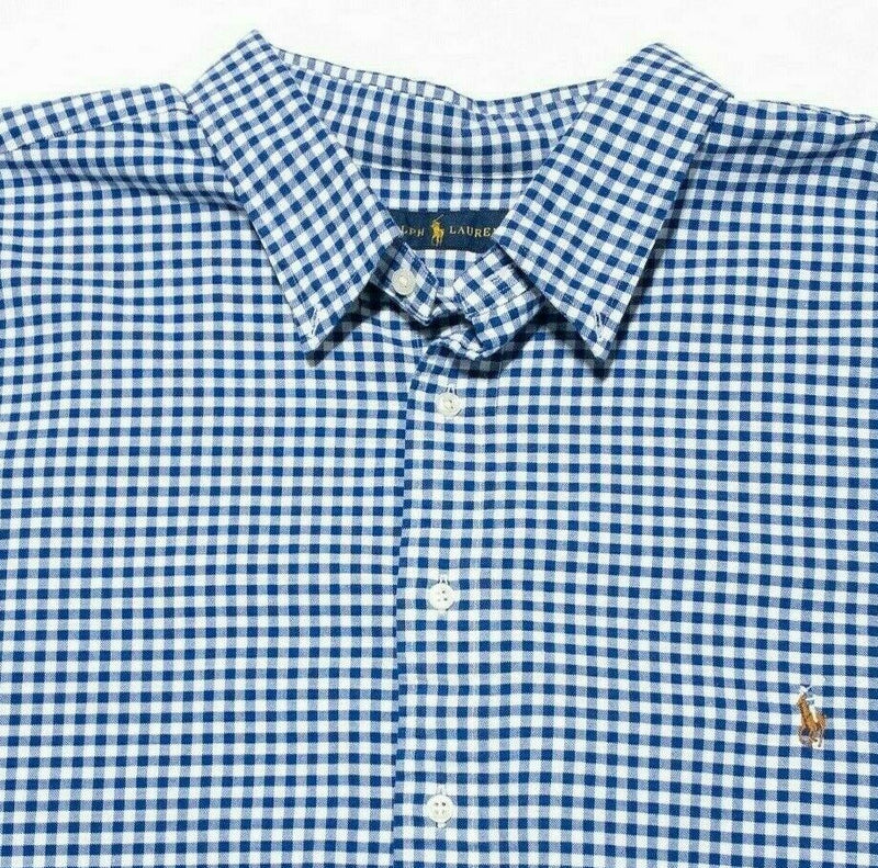 Polo Ralph Lauren 4XLT Shirt Men's Big & Tall Blue Gingham Check Short Sleeve