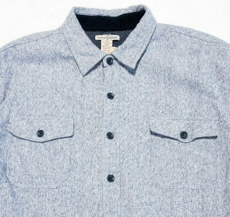 Carbon 2 Cobalt Thermal Lined Flannel Shirt Blue Button-Front Men's Large