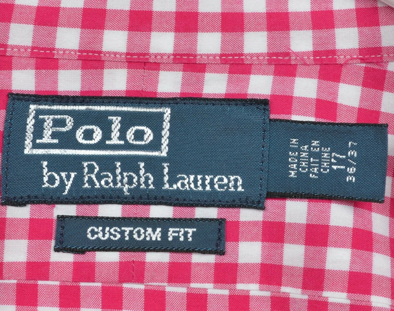 Polo Ralph Lauren Men's 17-36/37 Pink White Gingham Check Button-Front Shirt