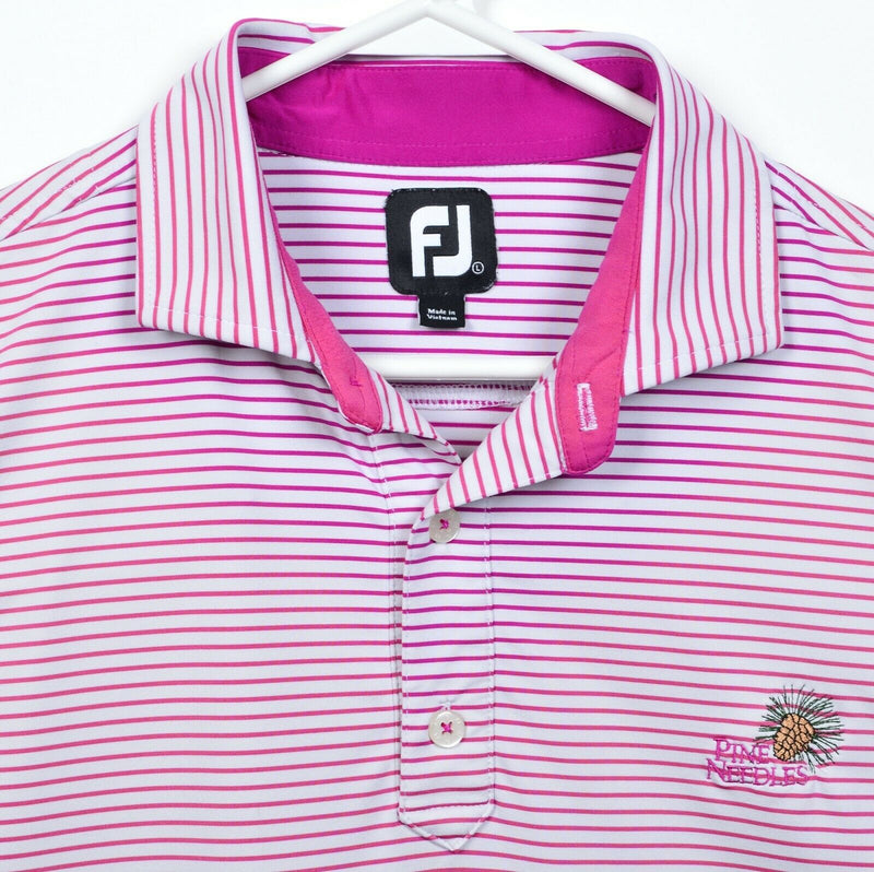 FootJoy Men's Large Purple Striped FJ Golf Wicking Performance Polo Shirt
