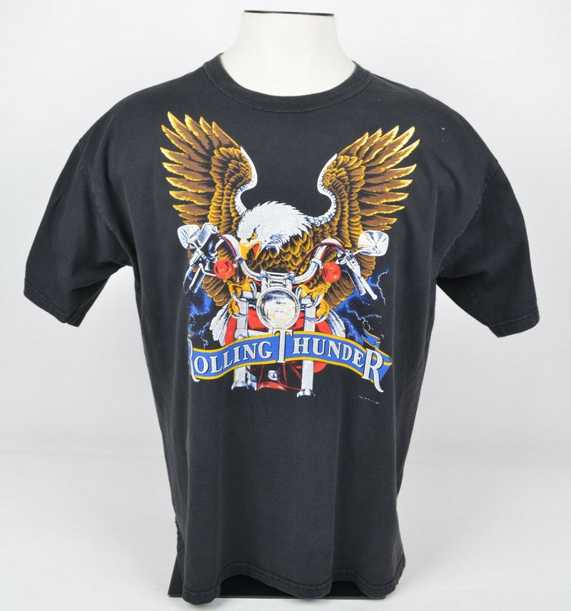 Vintage 1990s Rolling Thunder Men's Sz 2XL? 3D Eagle Motorcycle Biker T-Shirt