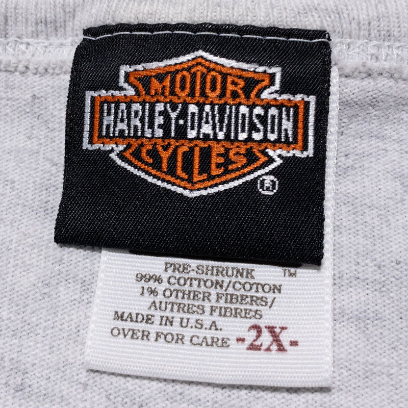 Vintage Harley-Davidson Henley Shirt Men's 2XL Logo Colorblock Gray Red