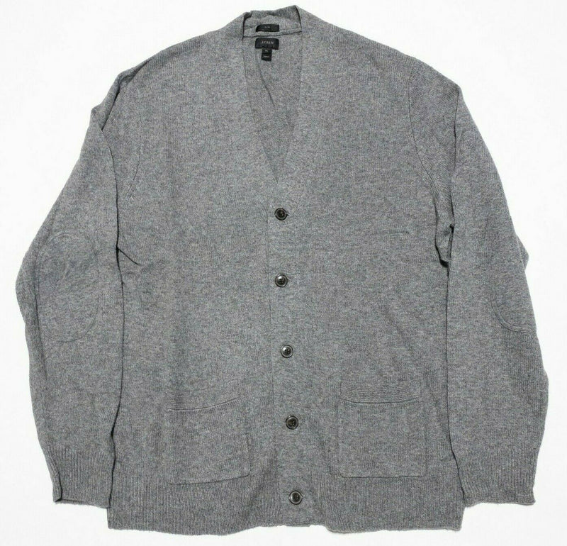 J. Crew Men XL Slim Merino Wool Alpaca Blend Gray Button-Front Cardigan Sweater