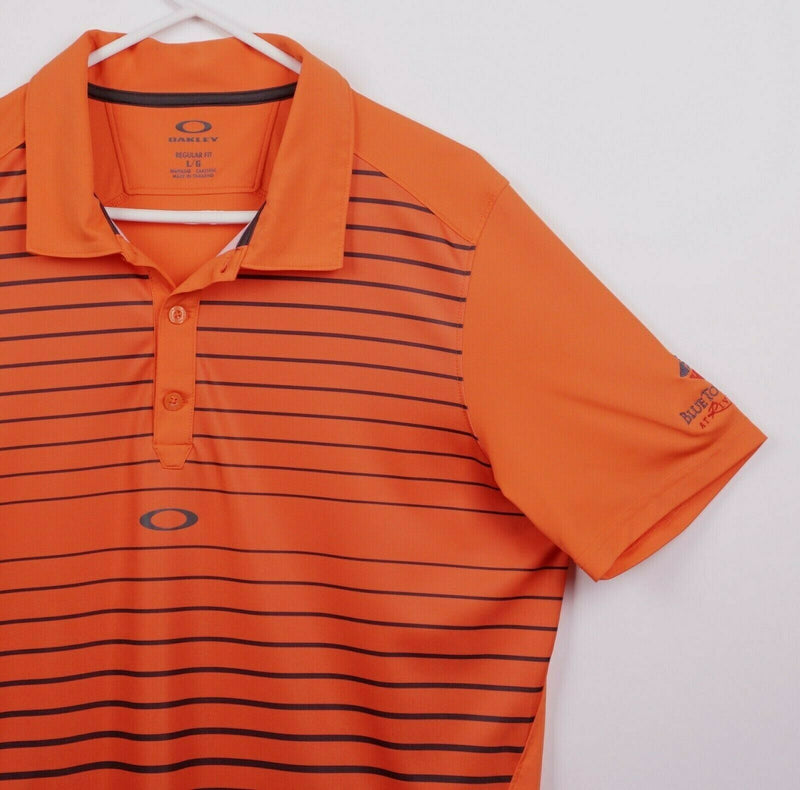 Oakley Hydrolix Men's Large Regular Fit Orange Striped Performance Golf Shirt