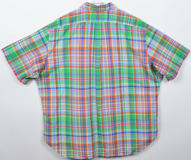 Polo Ralph Lauren Men's 2XL Green Orange Colorful Plaid Button-Down Shirt