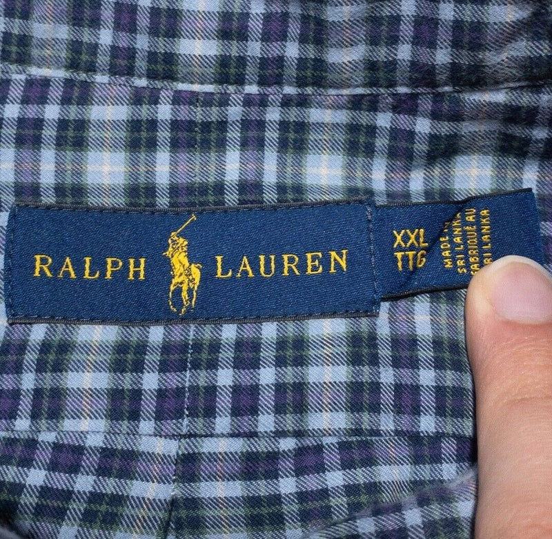 Polo Ralph Lauren XXL Shirt Men's Long Sleeve Blue Check Button-Down Pony Logo