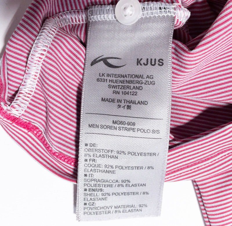 KJUS Golf Polo Shirt Mens 2XL/56 Pink Soren Stripe Wicking UPF 50+ Short Sleeve