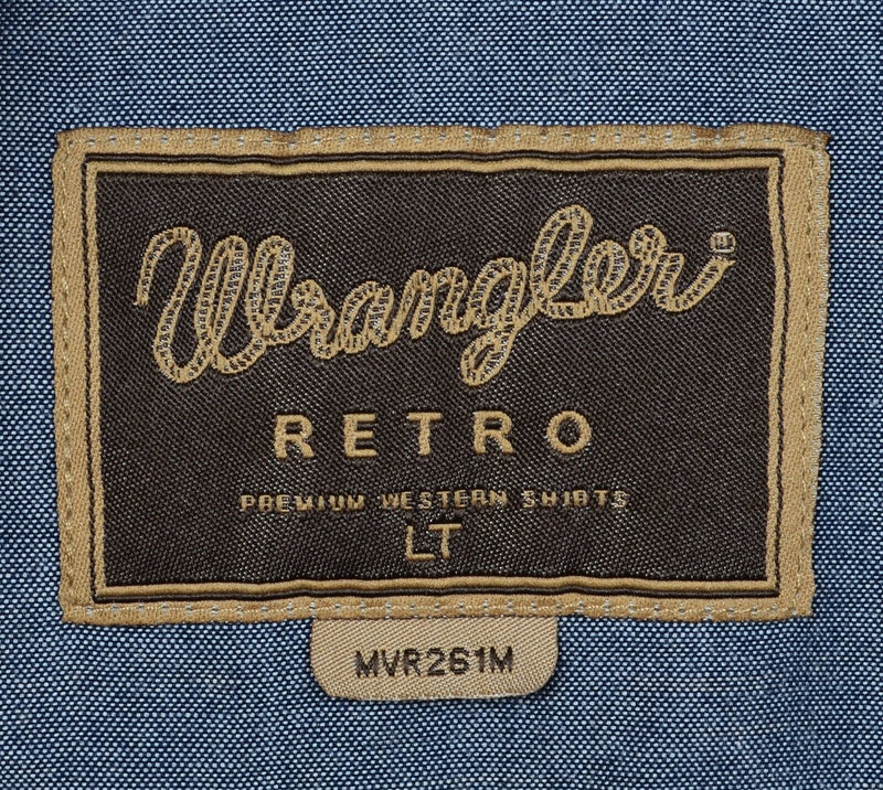 Wrangler Retro Men's LT (Large Tall) Pearl Snap Red Blue Plaid Western Shirt