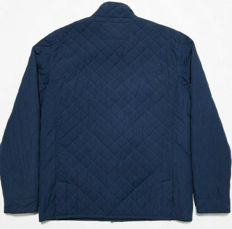 UNTUCKit Men's Medium Solid Navy Blue Quilted Full Zip Button-Front Jacket