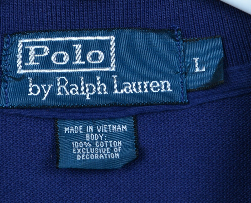 Polo Ralph Lauren Men's Sz Large Aztec Stripe Navy Blue Pony Polo Shirt