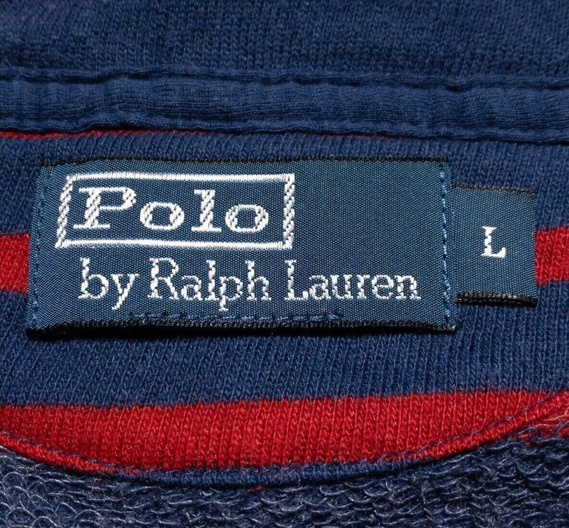 Polo Ralph Lauren Hoodie Men's Large Pullover Knit Blue Red Striped Preppy