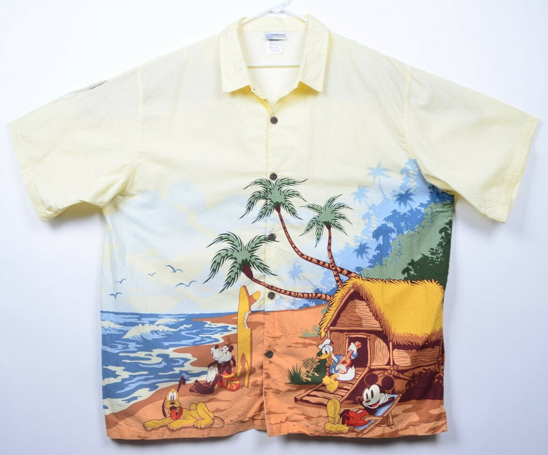 Walt Disney World Men's 3XL Mickey Mouse Goofy Donald Duck Beach Hawaiian Shirt