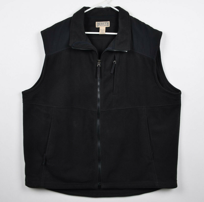 Duluth Trading Co Men's 2XLT Tall Fleece Black Zipped Pockets Full Zip Vest