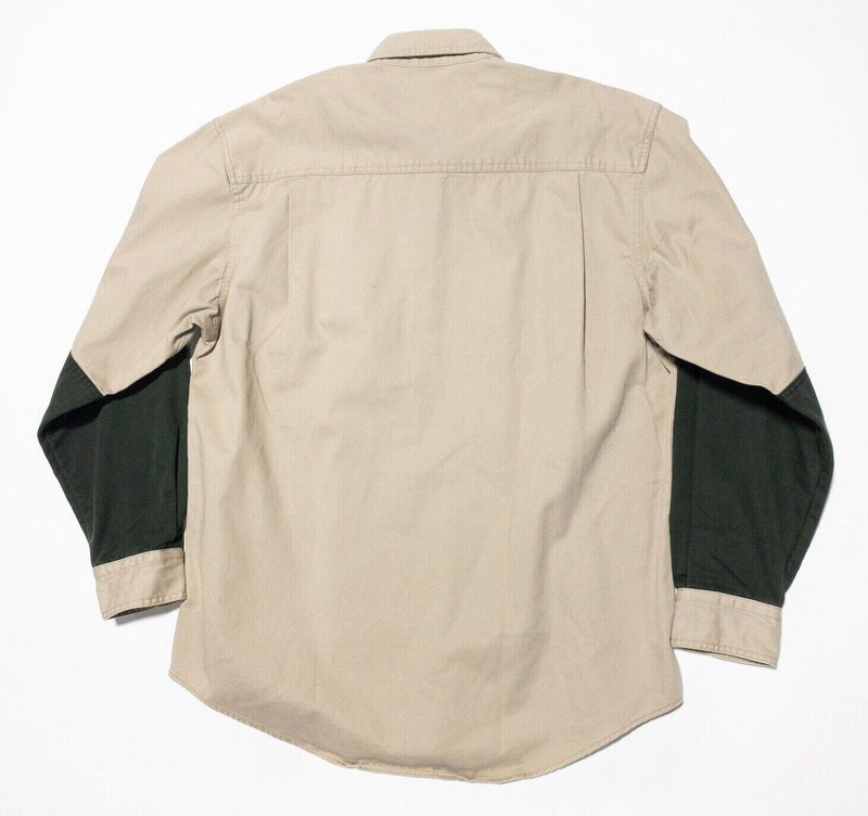 Woolrich Hunting Shirt Large Men's Padded Shoulder Long Sleeve Khaki Green