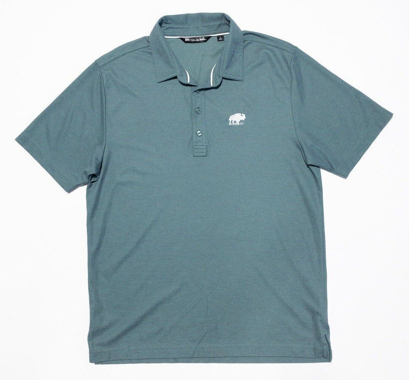 Travis Mathew Polo Large Men's Shirt Golf Solid Green Bison Logo Wicking