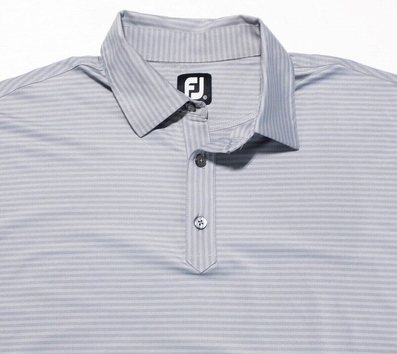 FootJoy XL Golf Shirt Men's Polo Gray Striped Performance Wicking Short Sleeve