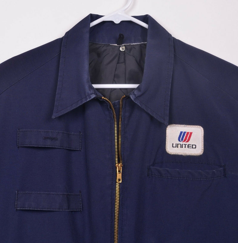 Vtg 80s United Airlines Men's Sz Medium Ground Crew Maintenance Navy Blue Jacket