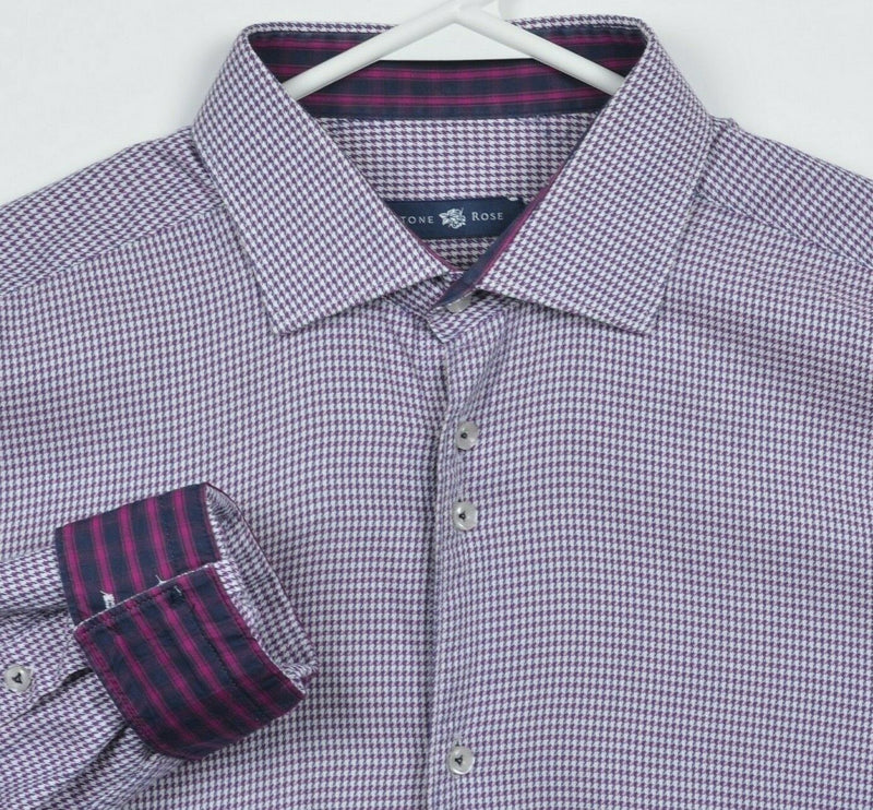 Stone Rose Men's 3 (M) Flip Cuff Pink Purple Check Red Rivet Collection Shirt