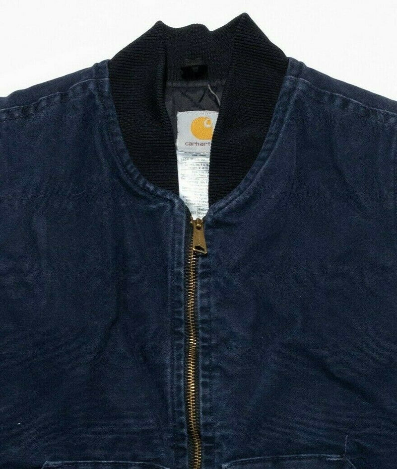 Carhartt Quilt Lined Canvas Vest V02 Navy Blue Vintage USA Union Men's Medium