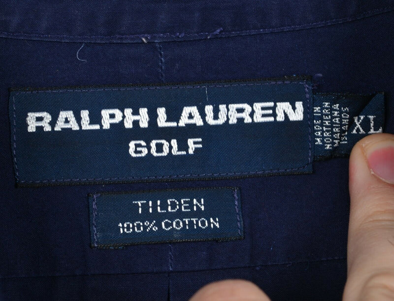 Polo Ralph Lauren Golf Men’s XL Polo Bear Navy Blue Tilden Button-Down Shirt