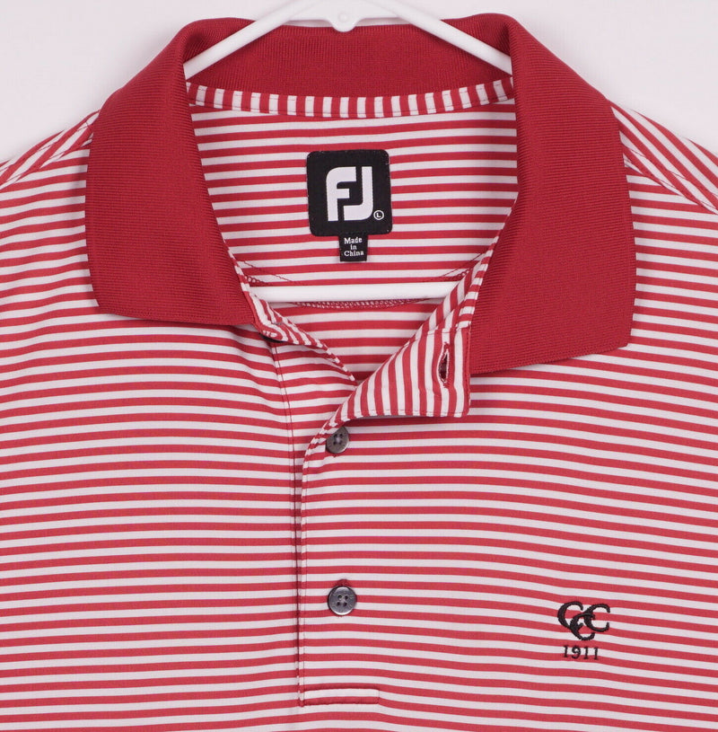 FootJoy Men's Large Red White Striped FJ Performance Golf Polo Shirt