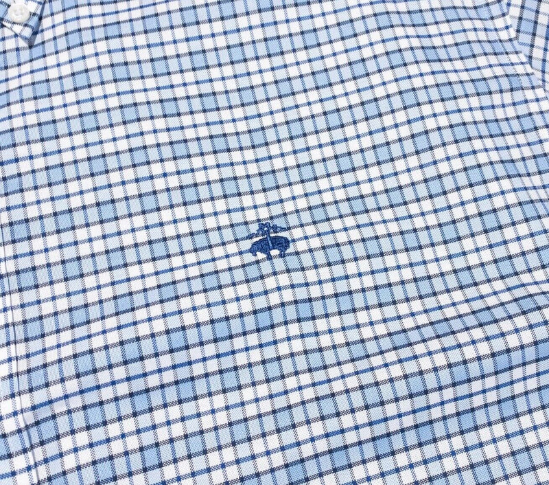 Brooks Brothers Shirt XL Men's Non-Iron Button-Down Blue Check Long Sleeve Logo