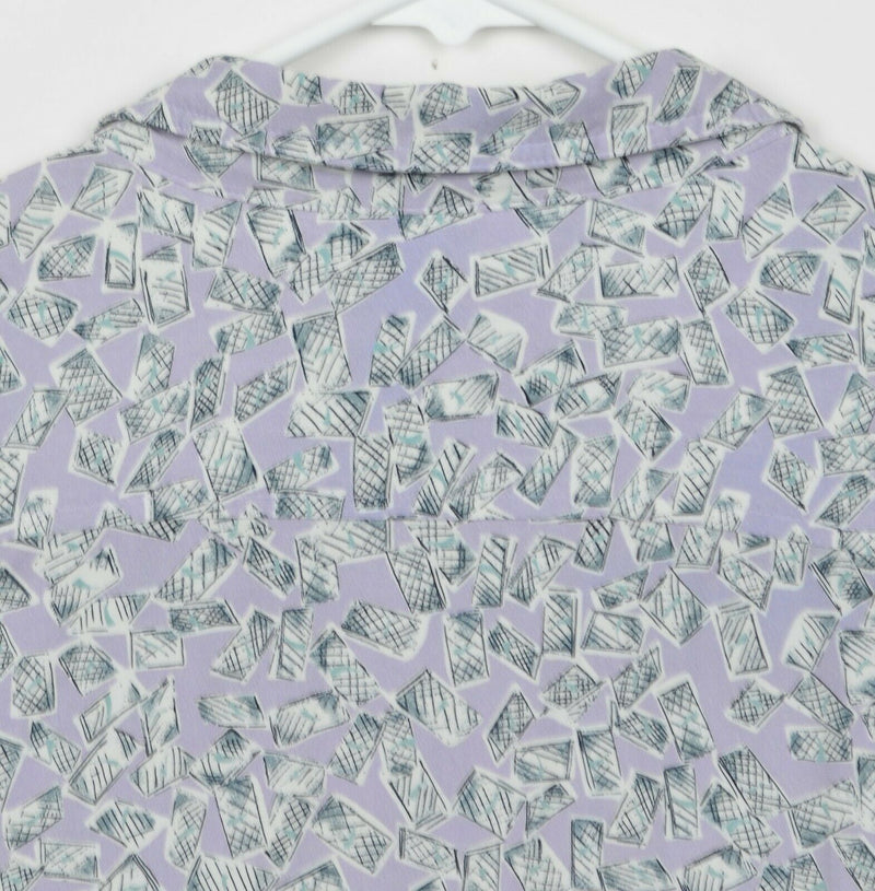 Urban Outfitters Men's 2XL 100% Rayon Lavender Purple Geometric Hawaiian Shirt