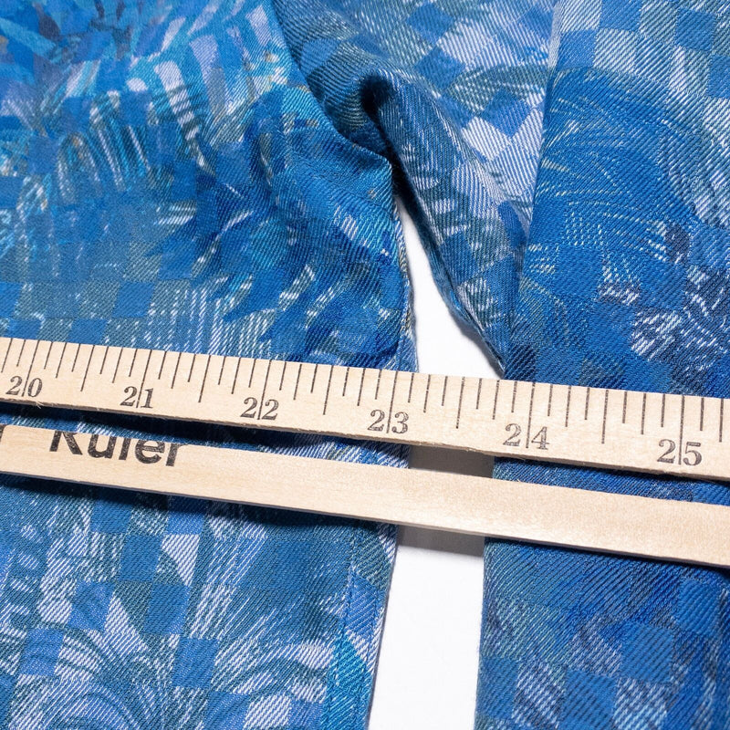 BUGATCHI Shirt Men's XL Flip Cuff Floral Palm Tree Button-Up Blue Long Sleeve