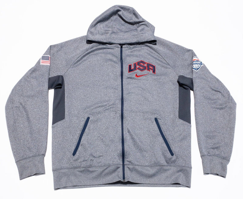 USA Basketball Hoodie Men Large Nike Full Zip Hooded Gray Nike Swoosh Sweatshirt