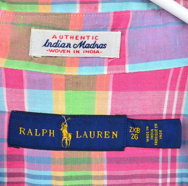 Polo Ralph Lauren Men's 2XB (2XL Big) Indian Madras Pink Plaid Button-Down Shirt