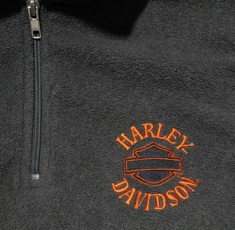 Harley-Davidson Fleece Jacket Gray Black 1/4 Zip Shield Logo Men's Medium