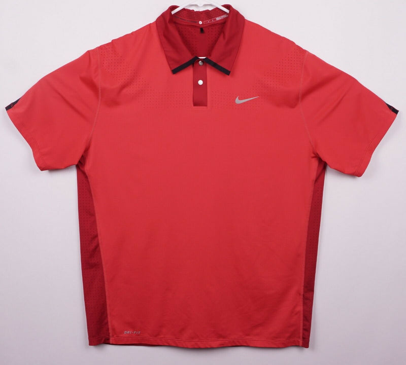 Tiger Woods Collection Men's Large Nike Golf Red Vented Snap Golf Polo Shirt