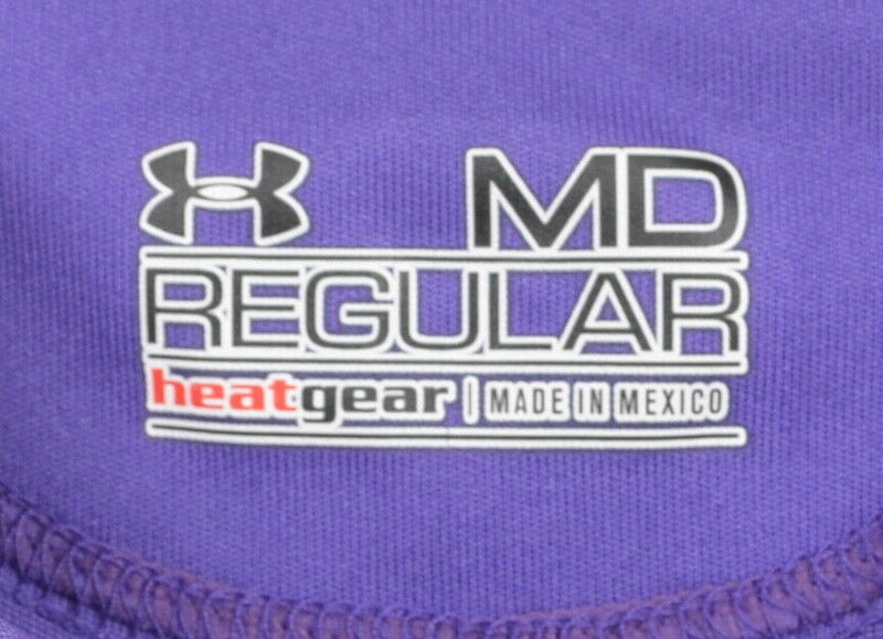 Under Armor Men's Sz Medium Regular Fit Purple UA Logo HeatGear Polo Shirt