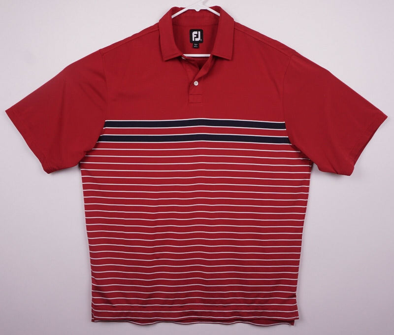 FootJoy Men's XL Red Striped Two-Tone FJ Performance Golf Polo Shirt
