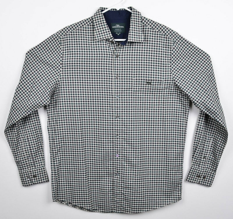Rodd & Gunn Men's Medium Original Fit Green Black Plaid Check Long Sleeve Shirt