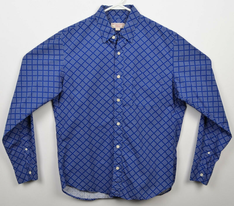 Wallace & Barnes Men Medium Blue Polka Dot Geometric J. Crew Button-Front Shirt
