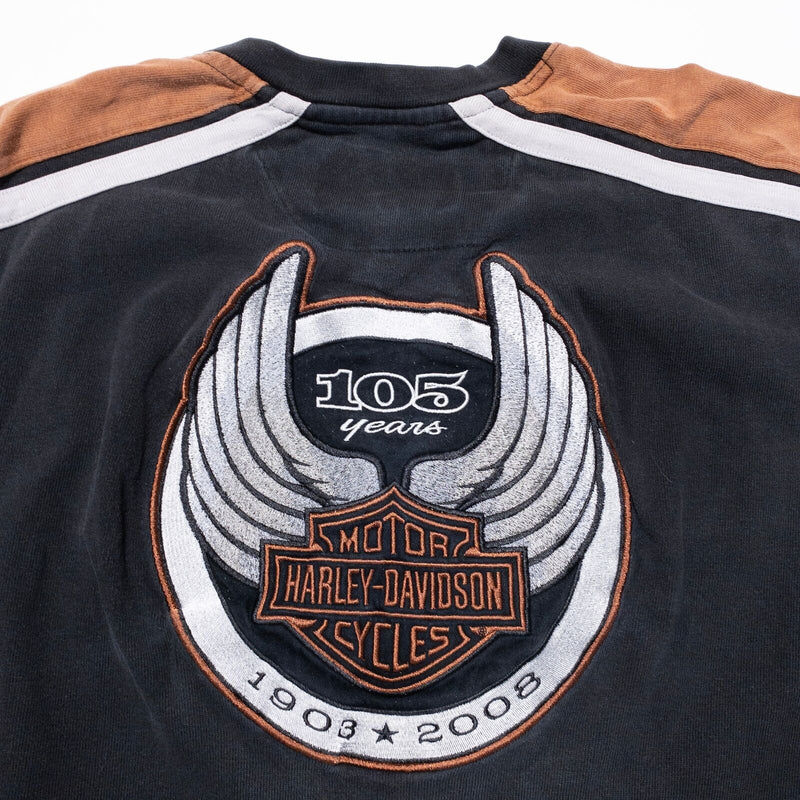 Harley-Davidson 105th Anniversary Sweatshirt Men's Large Wing Logo Black Orange