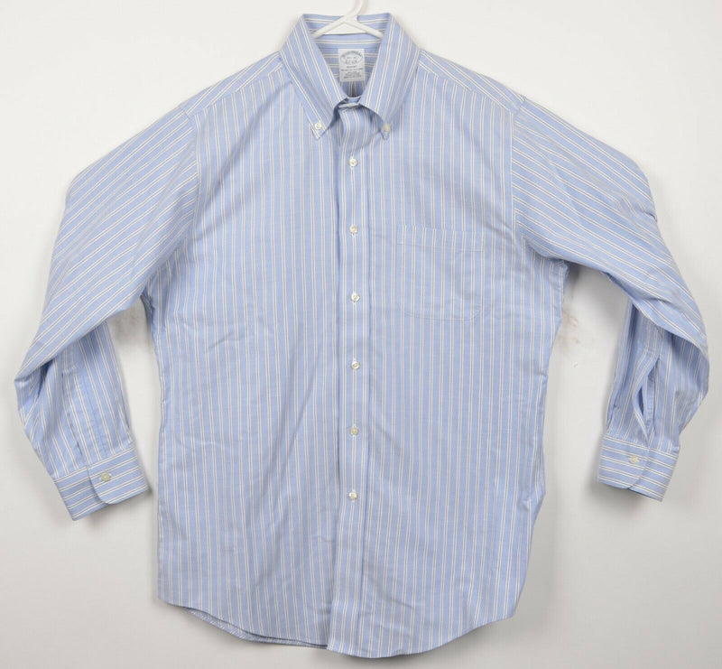 Brooks Brothers Men's 15.5 Non-Iron Blue Striped Button-Down Regent Dress Shirt