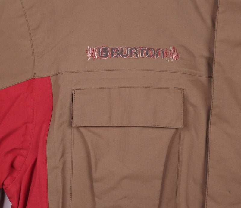 Burton Men's XL Brown Red Full Zip Hooded Pockets Ski Snowboard Shell Jacket