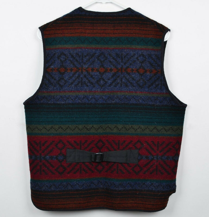 Vintage LL Bean Women's Medium Aztec Southwest Wool Blend Multi-Color Zip Vest